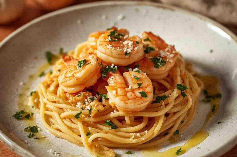 Creamy Parmesan Shrimp Pasta with Garlic Butter
