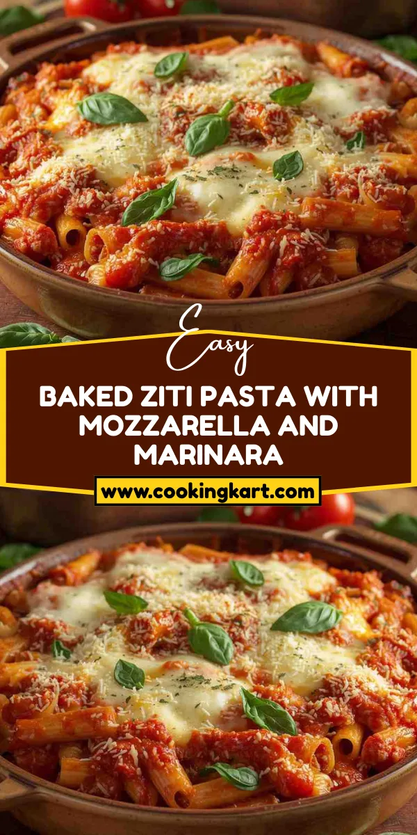 Baked Ziti Pasta with Mozzarella and Marinara