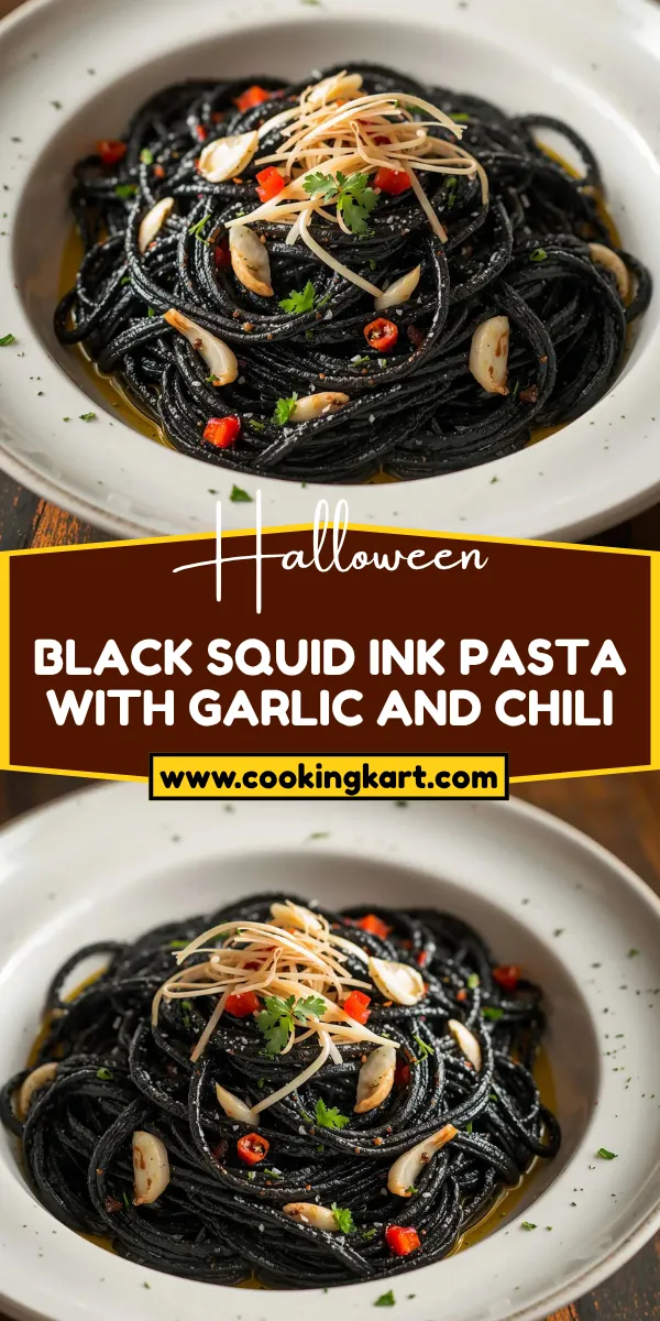 Black Squid Ink Pasta with Garlic and Chili