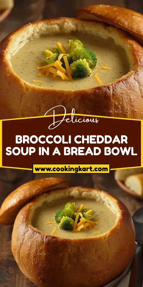 Broccoli Cheddar Soup in a Bread Bowl