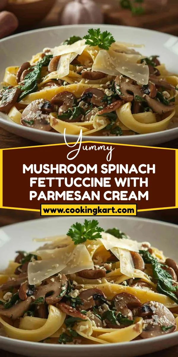 Mushroom Spinach Fettuccine with Parmesan Cream