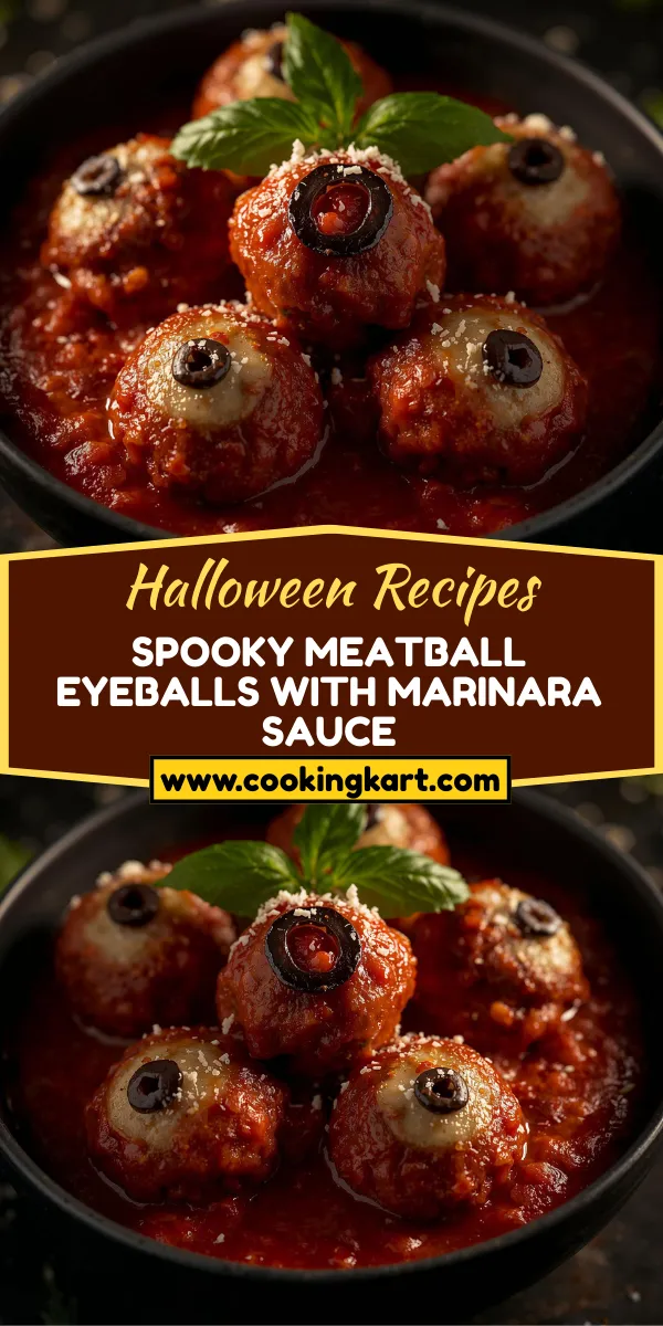 Spooky Meatball Eyeballs with Marinara Sauce